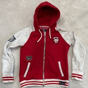 Superdry Red and Gray Hoodie